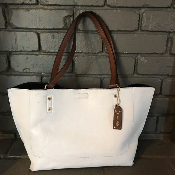 calvin klein black and white purse